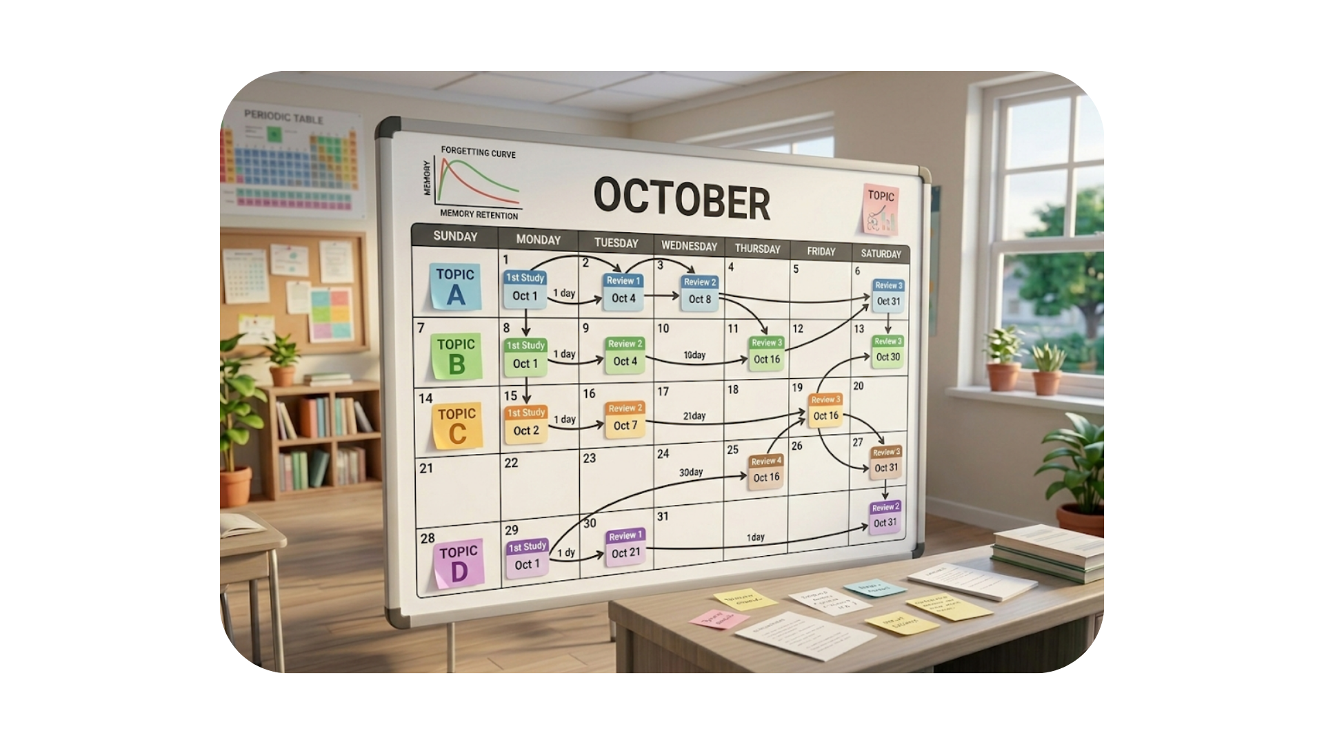 Spaced repetition schedule visualization
